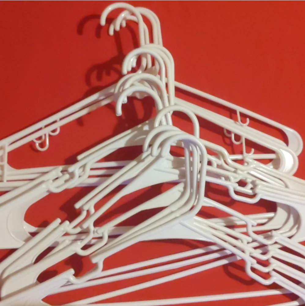 Lot Bundle 14 Clothes Shirt White Plastic Hangers